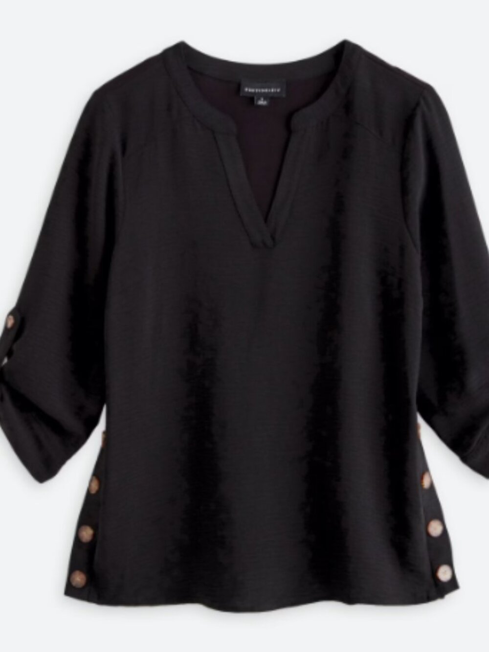 Black Button Detail Mixed Material Top Size XXL